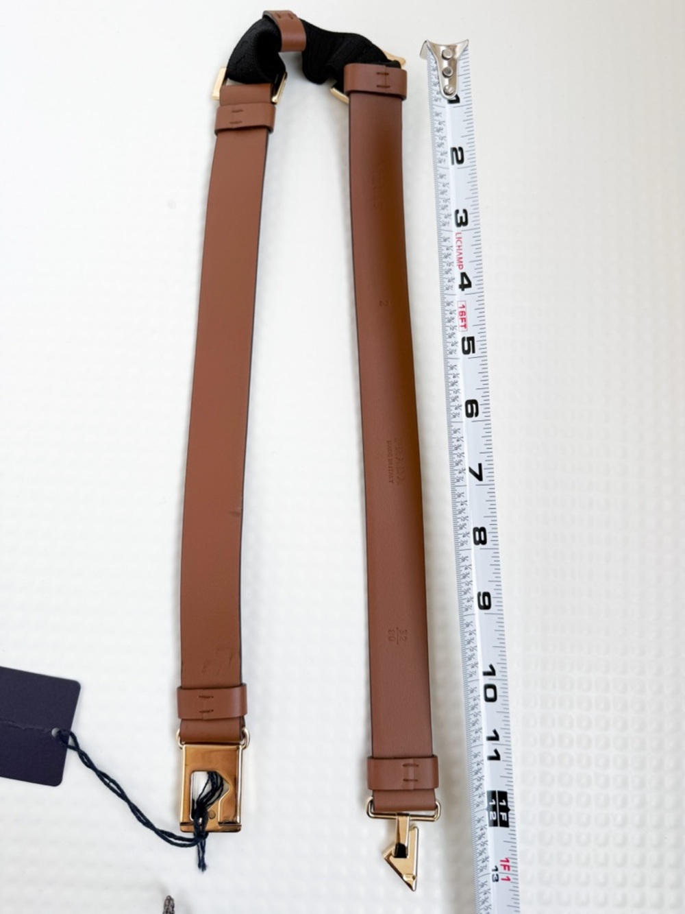 NWT Prada Leather Belt with Enameled Metal Triangle Logo (City Calf) in Cognac - Picture 12 of 14